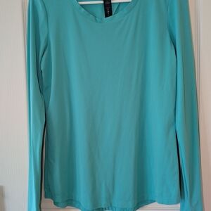 Yogalicious Turquoise Long Sleeve Tee With Open Back